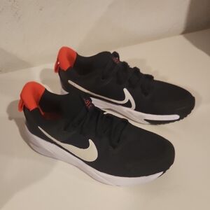 New Nike Kids Black and White Sneakers with Red Accents